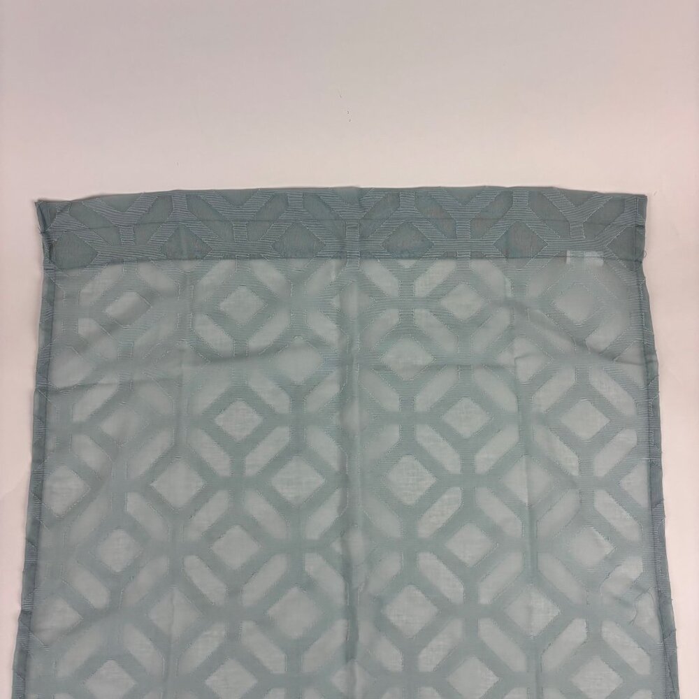 Porch & Den Orchaedia Trellis Pattern Tier Pair Light Aqua Sheer Curtains - Picture 7 of 7
